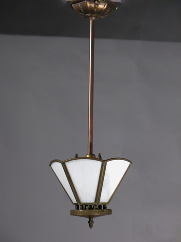 Pair of Mid Century Slag Glass Pendants